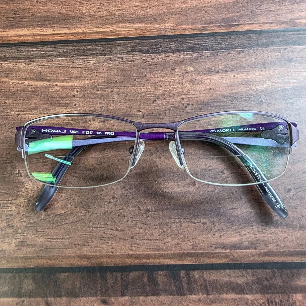 Koali Morel France 7352K Purple Blue Semi Rimless Glasses  51-17-135 FRAMES ONLY